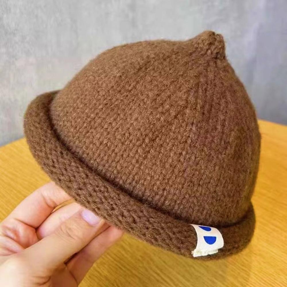 Knitted Autumn Winter Children's Cap Warm Brimless Hat Casual Melon Cap for 1-5Y Baby