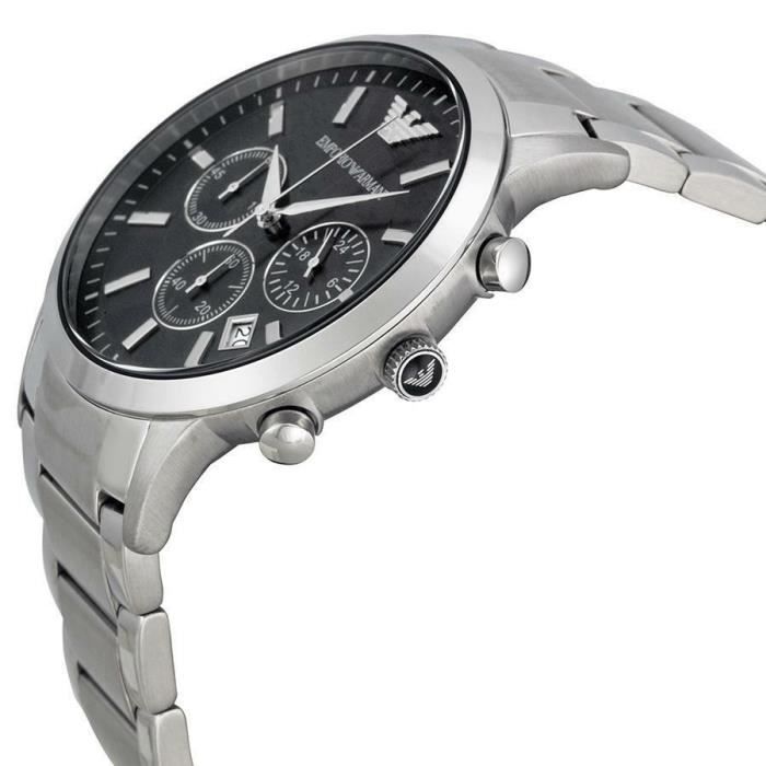 EMPORIO ARMANI Montre bracelet AR2434 - Homme - Quartz - Analogique - Acier - Argenté