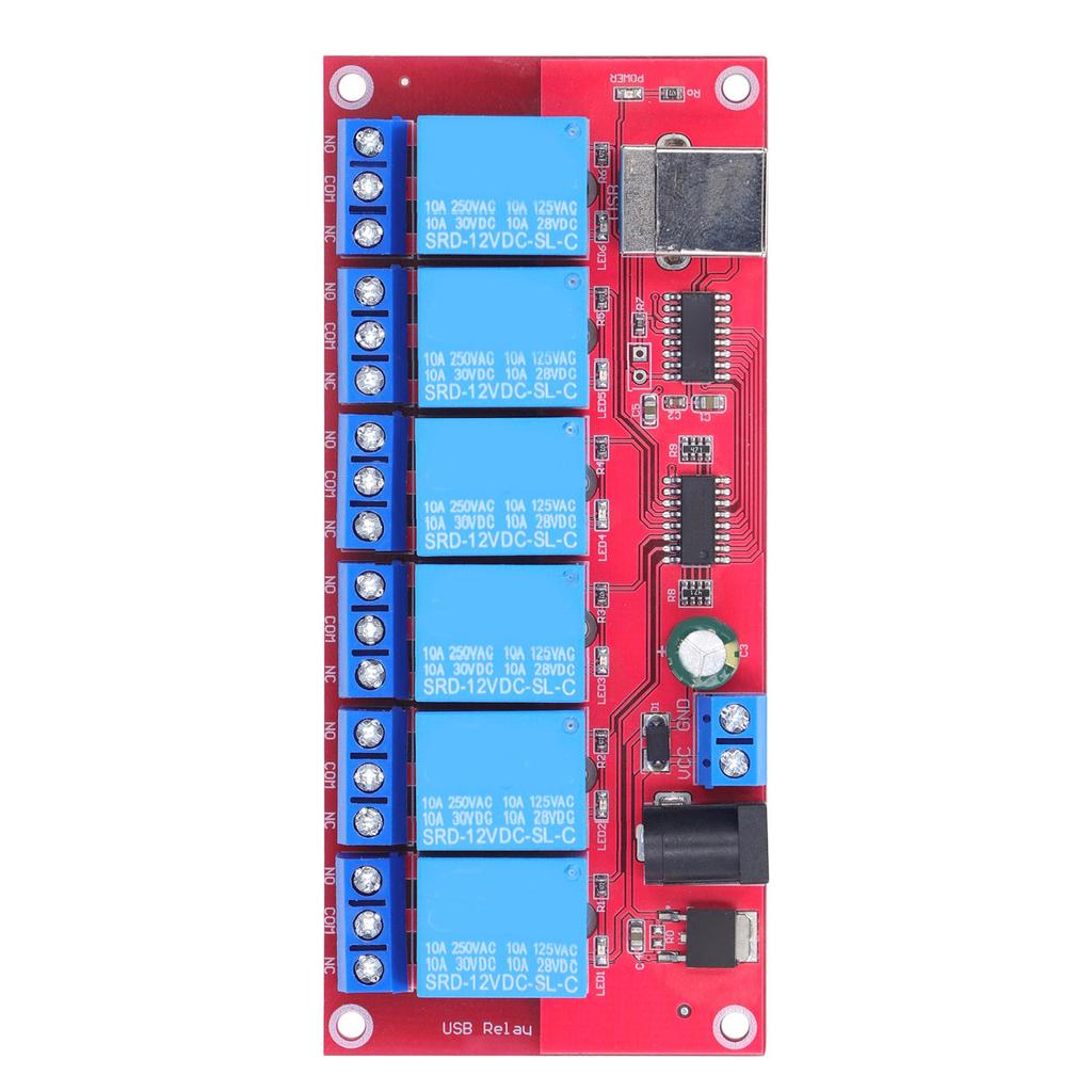 6 Channel USB Relay Module Modes Adjustable HID Drive Free USB Relay Board for Home Farm 24V