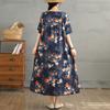 DIMANAF 2025 Женское платье больших размеров Весенне-летнее повседневное платье с цветочным принтом Базовое винтажное свободное длинное платье Макси 9299