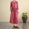 Платье однотонного цвета, весна и осень, новое длинное свободное платье из конопли