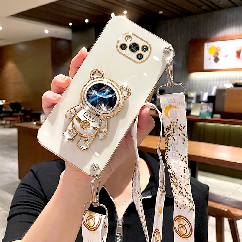 Чехол-накладка Pocox3 Crossbody с ремешком для Xiaomi Mi Poco X3 Pro X3pro X5 X5pro C65 F5 Astronaut, силиконовый чехол-подставка Pokox3 Nfc
