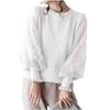 EFFUSUS Lace Puff Sleeve Knit Blouse Long Lace Sleeve Knit Sweater Top, Sheer, Sleeve, Women's (White)