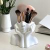 1 шт. Держатель для кистей для макияжа лица | Черно-белый ПВХ ящик для хранения макияжа, разработанный для лиц женщин/девушек - Легкий и портативный, Подходит