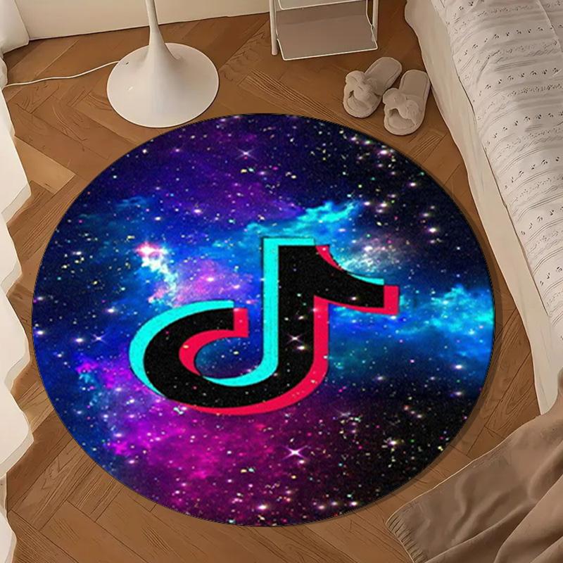 Tiktok Logo Design Round mat, Anti-slip Circle Carpet Chair rug For livingroom,Bedroom, doormat home decor Gift Christmas Gifts