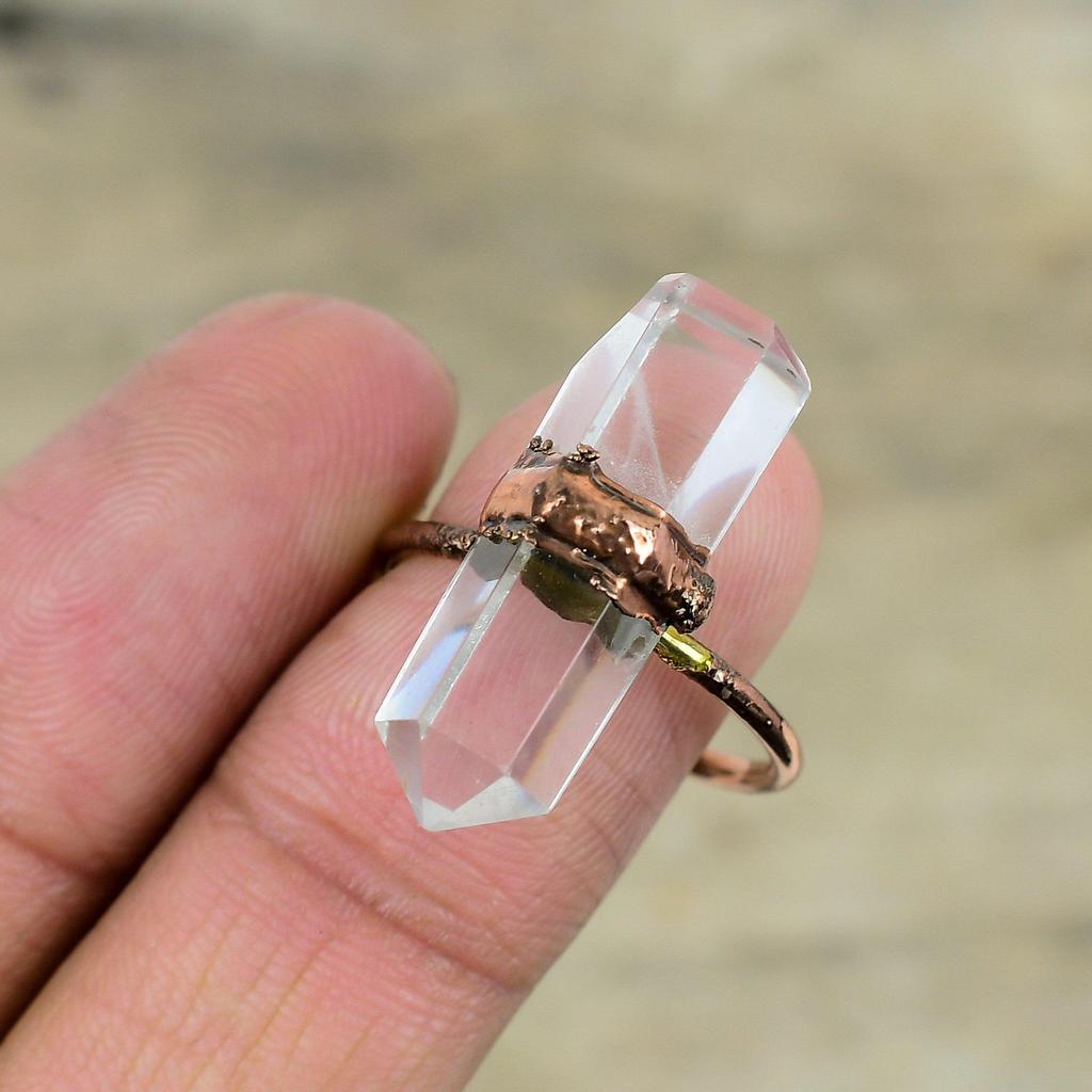Кристаллическое кольцо Электроформованное медное кольцо Ювелирные изделия из драгоценных камней Регулируемое кольцо Уникальное кольцо Медные ювелирные изделия ручной работы Подарки для мамы Кольцо новейшего дизайна