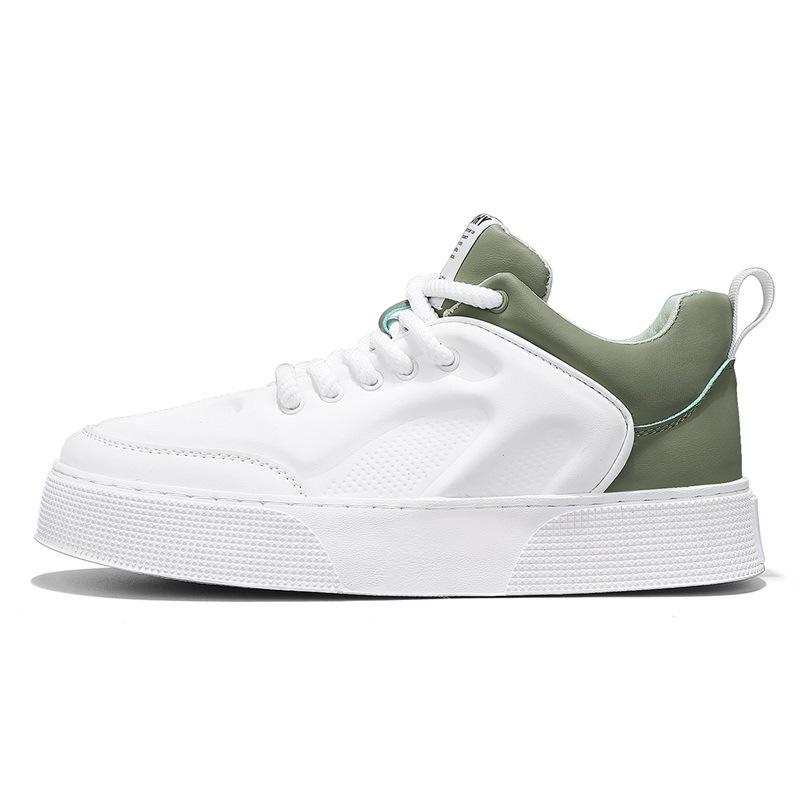 Мужская обувь 2024 Новая летняя тенденция Универсальные спортивные и повседневные кеды с низким верхом для подростков, увеличивающие рост, с кожаным верхом, белые