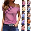 Женские топы, рубашки с короткими рукавами, воротник-бато, свободные повседневные рубашки, однотонные футболки с рюшами на рукавах с принтом