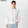 INCERUN Men Bow Knot Long Sleeve Casual Solid Round Neck Pullovers Sweatshirts