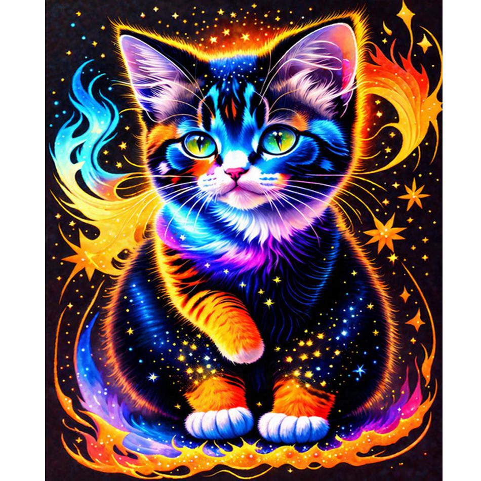 Frame Diy Painting By Numbers For Adults Kits Colorful Cat Handmade Animals Starter Kit For Home Decors 40x50cm