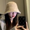 Versatile Solid Color Woolen Fisherman Hat for Women In Winter Warm and Face Showing Small Plush Knitted Hat with Temperament and Versatile Basin Hat