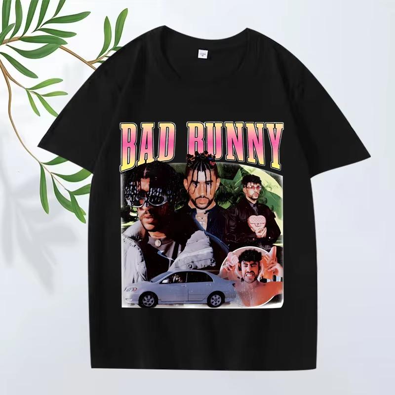 Классическая футболка Bad Bunny 2025 Новая Унисекс s Женская Оверсайз 100% Хлопок Уличный Стиль Короткий Рукав Летний Принт Графика Унисекс Топы
