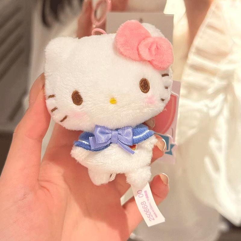 Очаровательная плюшевая брелок-подвеска Hello Kitty, мини-пушистая игрушка, брелок для кошелька, милый девчачий подвес для рюкзака, украшение для ключей автомобиля, лакомство