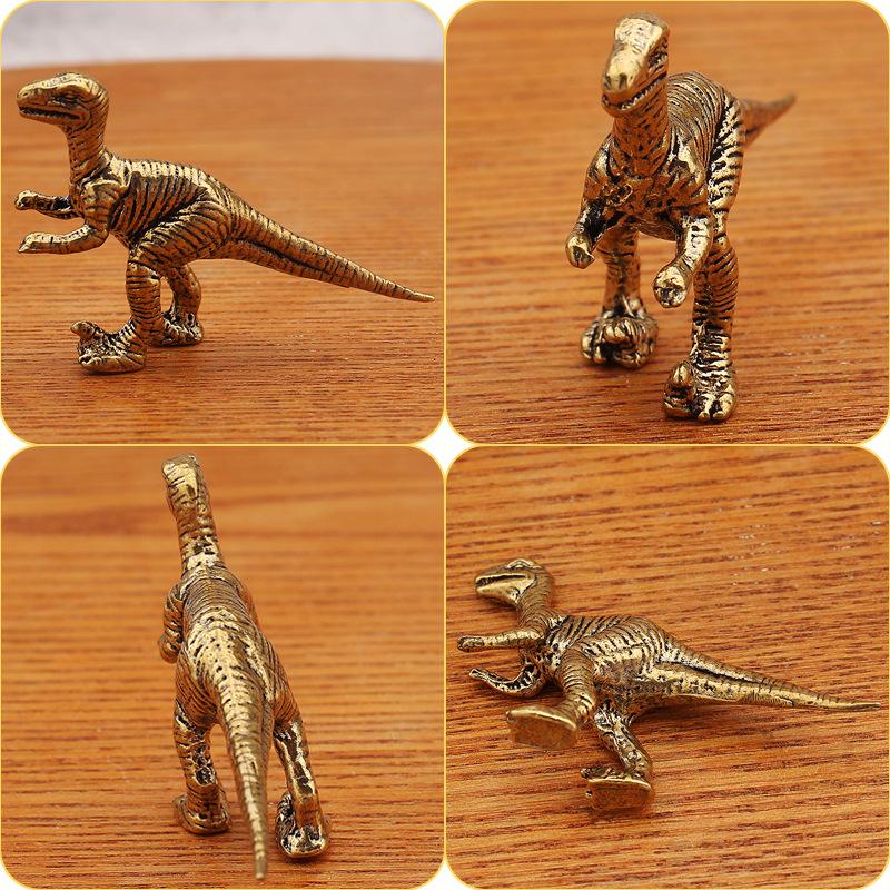 Миниатюрные латунные фигурки динозавров, ornaments, металлические статуэтки животных, семья динозавров юрского периода, маленькая статуэтка, декор для дома, поделки, аксессуары