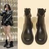 Autumn and Winter Black Short Boots Female Season Chelsea Retro England Style Thick Bottom Heightening Boots Female