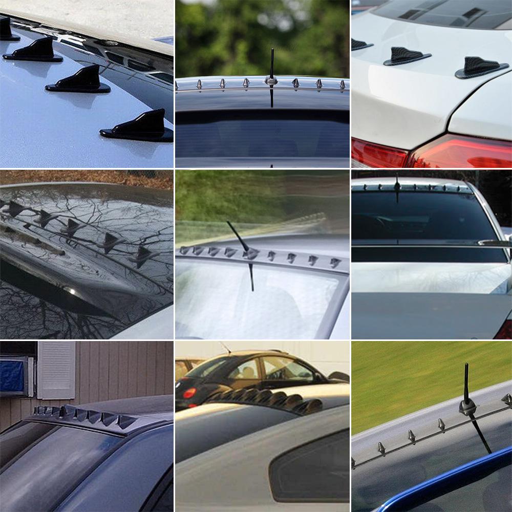 Universal EVO-Style ABS Roof Shark Fins Spoiler Wing Kit Vortex Generator 10pc Car Accessories
