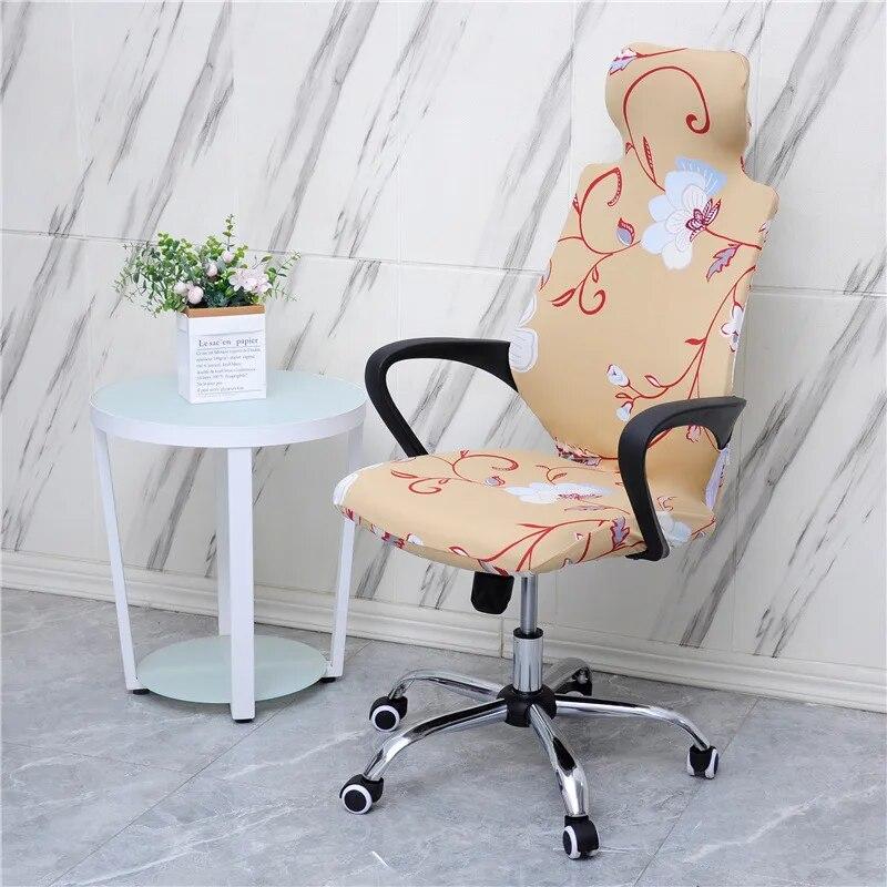 Stretch Game Chair Cover with Headrest for Office Internet Cafe Computer Armrest Gaming Chair Covers Printed Fabric Seat Case