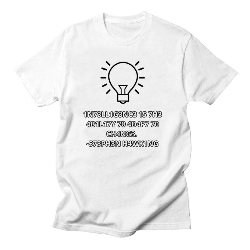 Creative Men TShirts Funny Geek Tops Intelligence Is The Ability To Adapt Change Letters Print Tee Male Oversized T Shirt