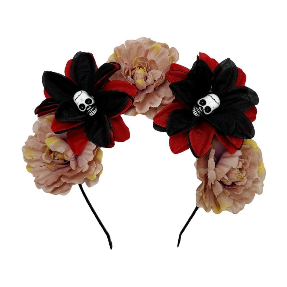Преувеличенная повязка на голову с черепом, Хэллоуинский декор, готическая цветочная повязка для волос, Хэллоуинский обруч для волос, Вечеринка