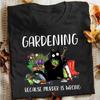 Summer Women Fashion T-shirts Funny Gardening Because Murder Is Wrong Black Cat Graphic T-Shirt Vintage Ladies Tee Female Shirt