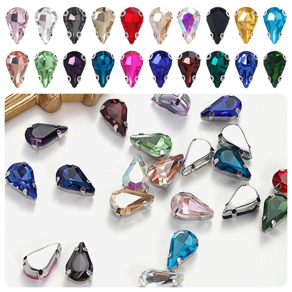50 шт./упак. Пришивные блестящие стразы для шитья, форма капли воды, бриллиантовые бусины, украшение для рукоделия