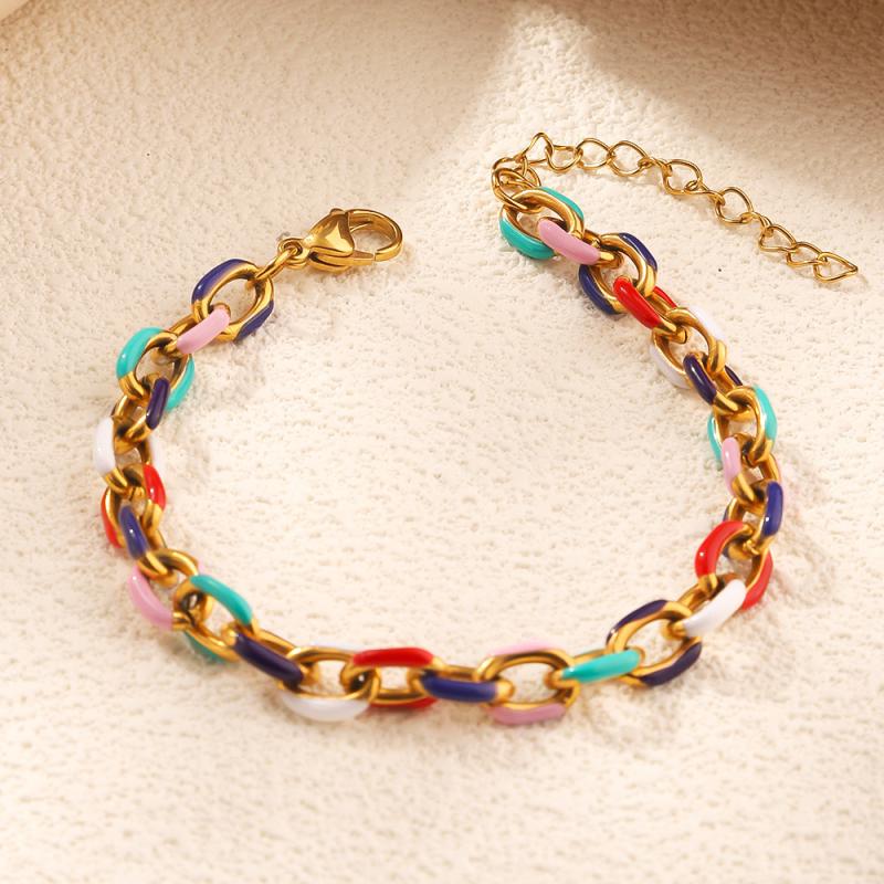 Cuban Link Titanium Steel Bracelet 18K Gold Stainless Steel Fashionable Non-Fading High-End Feeling Jewelry Accessory