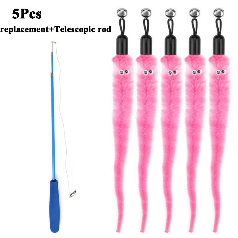 Замените плюшевые аксессуары для кошек, червяков, сменную голову, забавную кошачью палочку, игрушки для домашних животных 5/10/6/11 шт.
