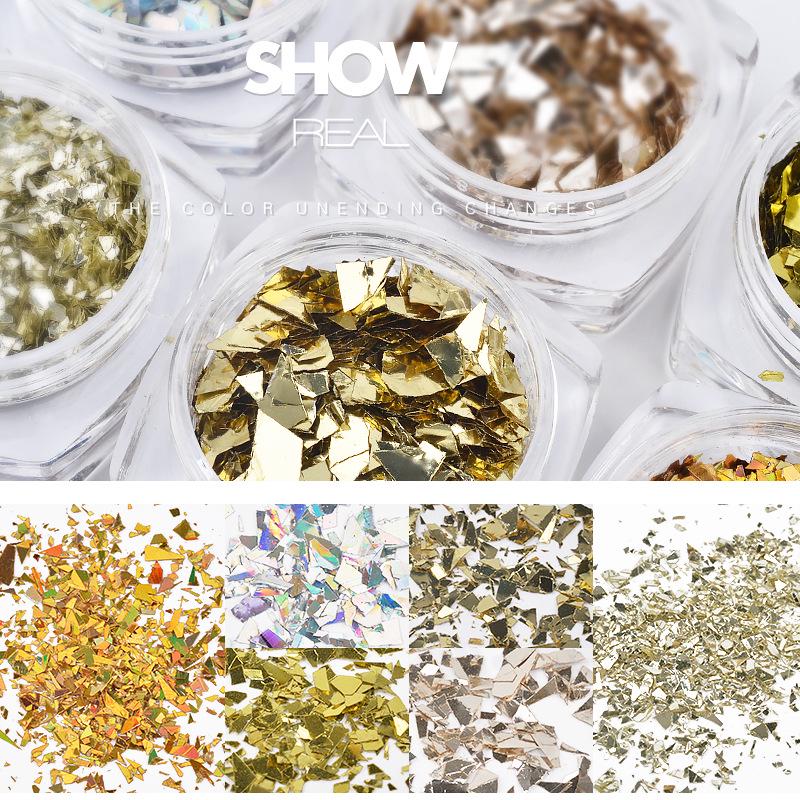 Nail Art Jewelry Glass Shards, Irregular Gold Foil Tin Foil Symphony Nail Sequins