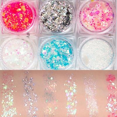 Набор из 6 гелей-глиттеров для глаз Dainatori Eye Pearl, 1 штука, мерцающий микс