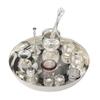 Silver Plated Pooja Thali Set with 8 Inch Plate Kalash Bowl Agarbatti Stand Palli Diya Kumkum Stand Coin Ghanti