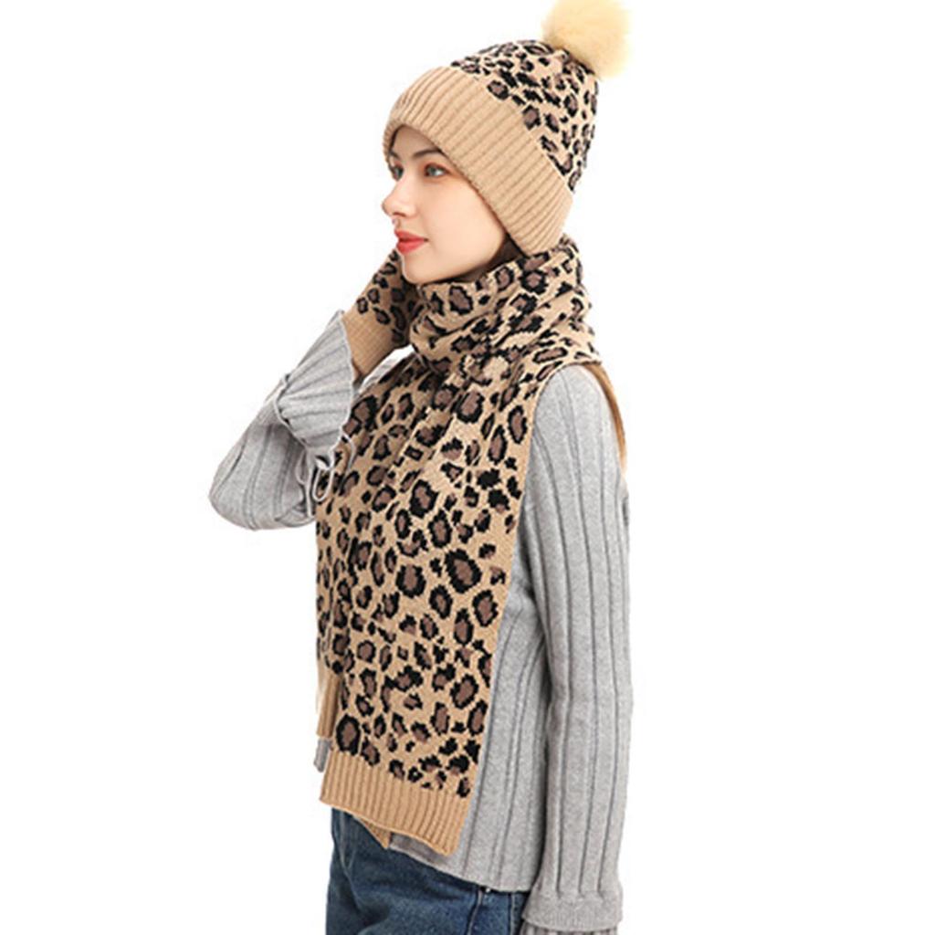 Women's And Men's Winter Fashion Warmth Cute Hat Scarf Gloves Casual Three Piece Set