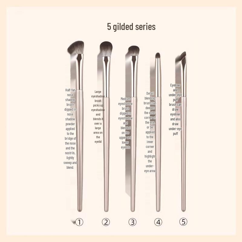 15-Piece Gilded Makeup Brush Set with Soft Bristles and Portable Bag for Eyes and Eyeshadow