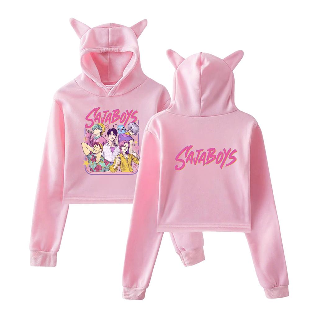 Anime Kpop Demon Hunter Printed Crop Tops Women Sweatshirt Long Sleeve Girls Fashion Sweatshirts Gift