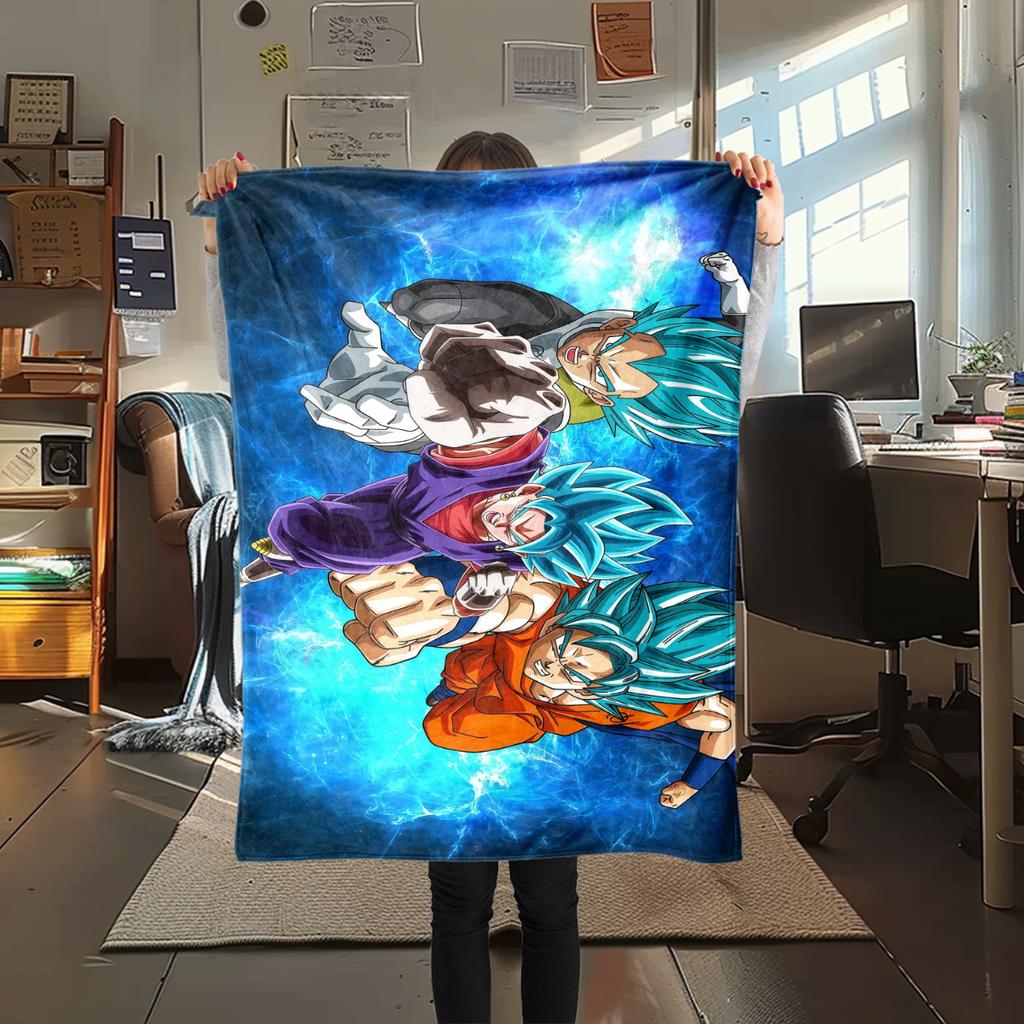 1 шт. Фланелевое одеяло с принтом Dragon Ball Super, Высокое качество, Для всех сезонов, Декор для дома, Тепло и уют, Идеально для рождественских подарков