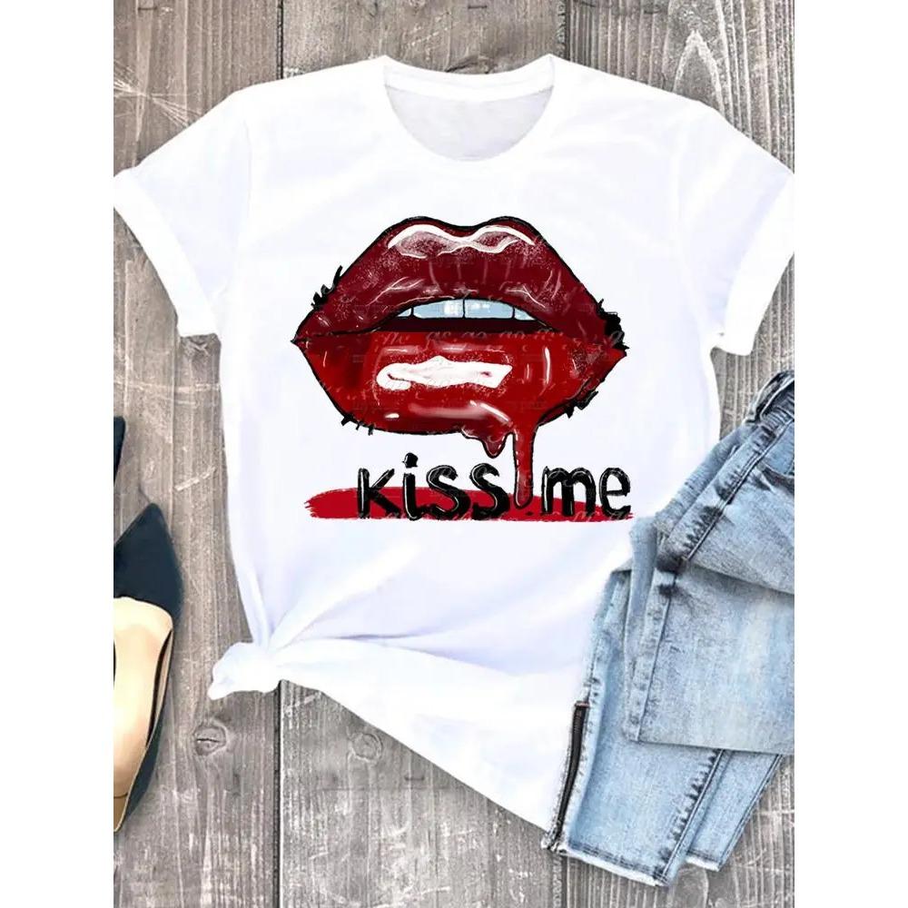 Леопардовый узор с сердечком для женщин, летняя милая модная футболка для девочек, повседневная футболка с коротким рукавом, милая женская футболка, одежда