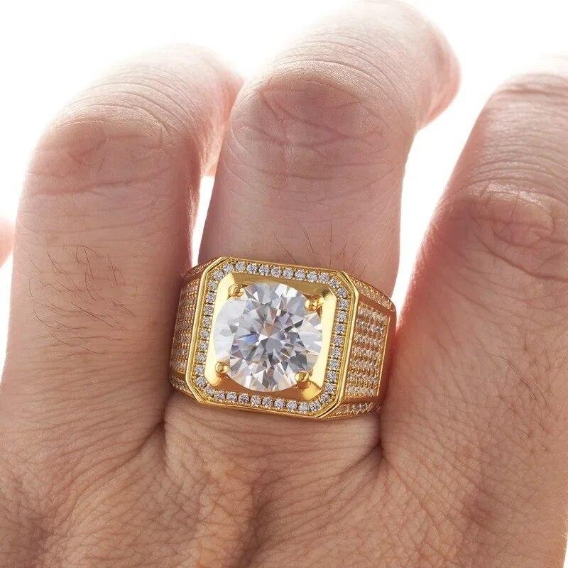 Сертифицированное SACEGEMS GRA кольцо с муассанитом 5 карат VVS1, круглое кольцо-пасьянс с бриллиантом в лаборатории для мужчин, обручальное кольцо, ювелирные изделия