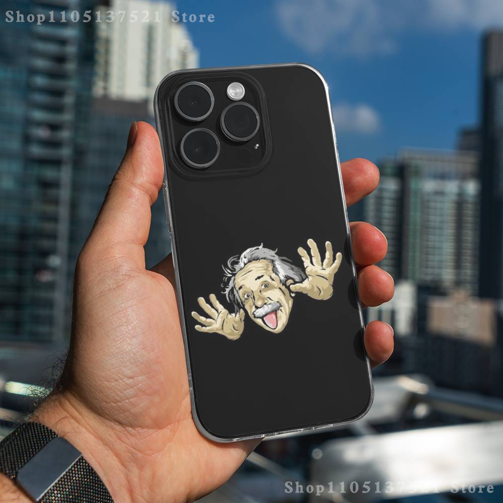 A-Albert E-Einstein Phone Case For iPhone 17,16,15,14,13,12,11 Pro,Max,Plus,X,XS,XR,SE4,E Mini Transparent Soft Cover