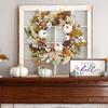 Autumn White Pumpkin Wreath Thanksgiving Decoration Maple Leaf Wreath For Front Door Hanging Indoor Outdoor Wall Home Decor 2025