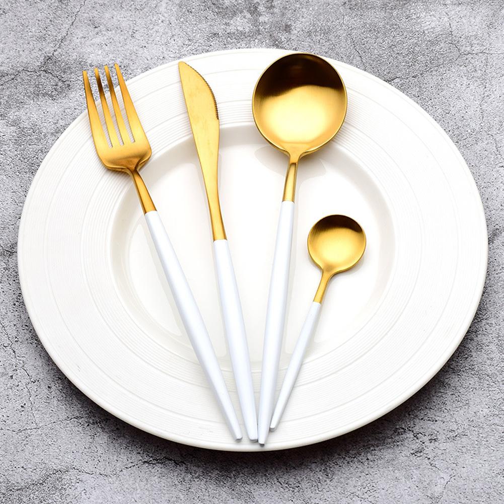 4pcs Cutlery Set Non-slip Smooth Edge Comfortable Grip 304 Stainless Steel Knife Fork Set Ideal For Home Restaurant