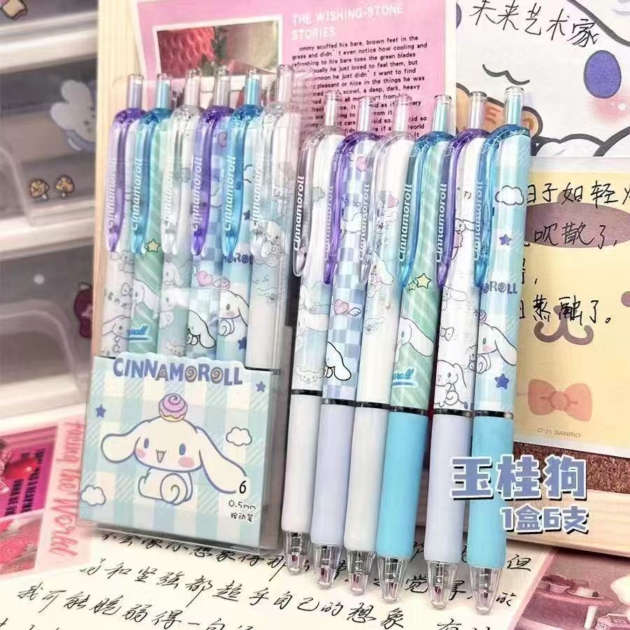 Персонажи Sanrio Куроми Мелоди Синнаморолл Нажимные Гелевые Ручки Кавайная Канцелярия Пишущие Ручки Черные Чернила