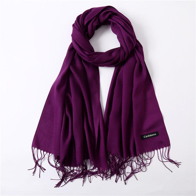 2024 Autumn And Winter Imitation Cashmere Scarf Solid Color Fashionable Versatile Warm Shawl Tassel Scarf