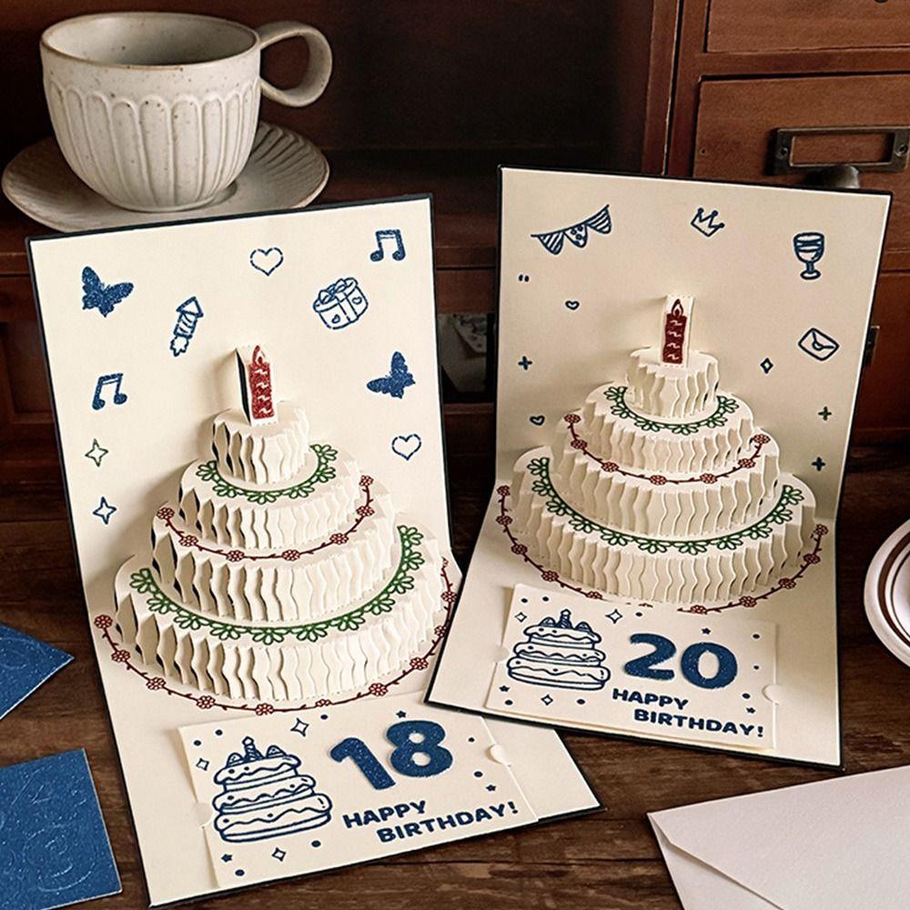 Music Light Happy Birthday Card 3D Message Card Musical Light Greeting Card Party Party Supplies