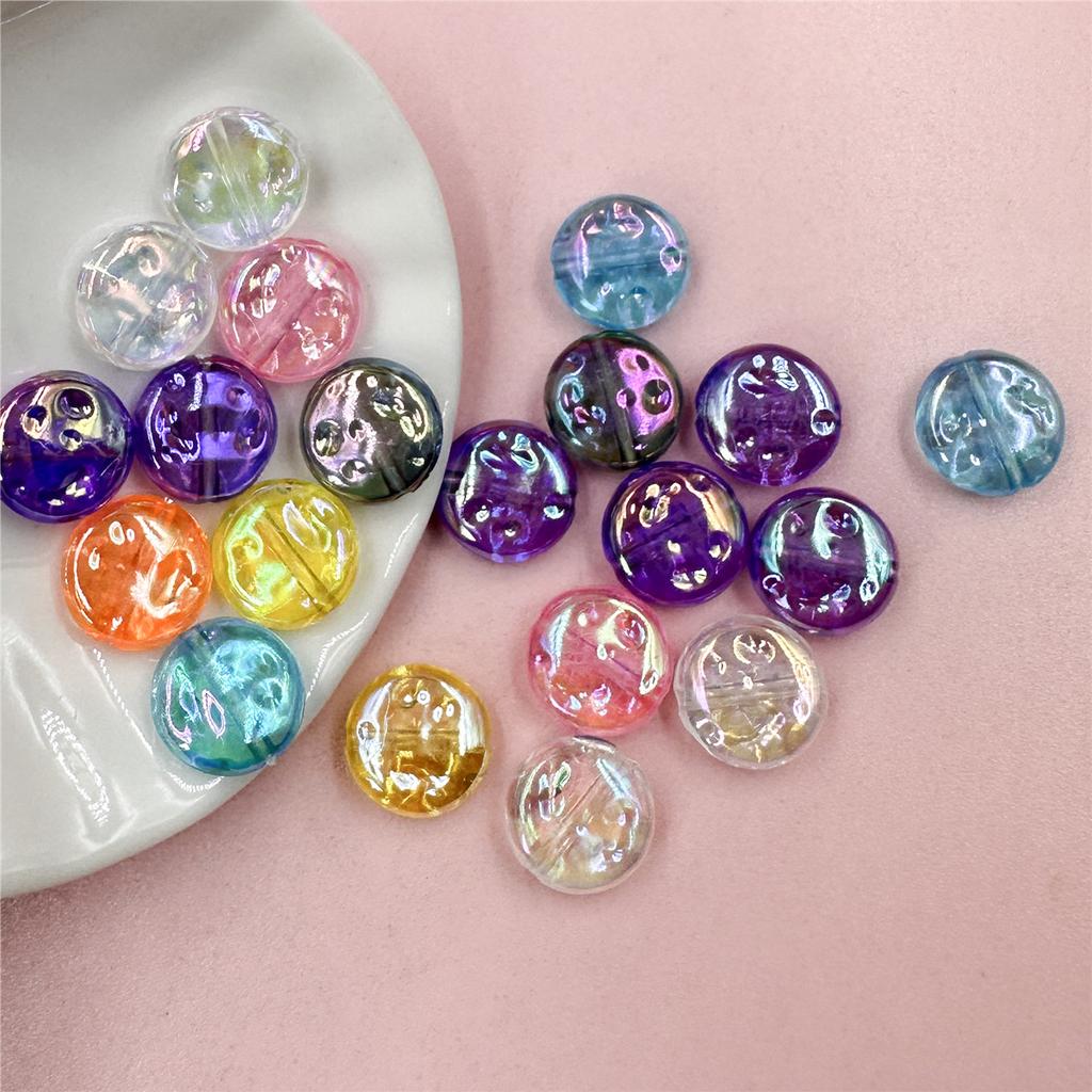 Hanmade 20pcs Acrylic Mobile Phone Chain Round DIY Handmade Materials Solid Color 12mm Loose Button Beads Multi-cut DIY Bracelet
