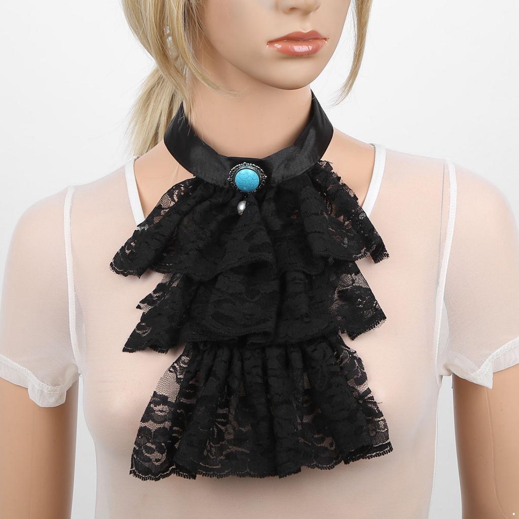 Women Men Detachable Ruffled Lace Jabot Vintage Victorian Fake Collar Exotic Cosplay False Neck Choker Clubwear Steampunk Collar