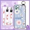 Anti-knock Flower Phone Case For Oukitel C22 Ring Back Cover Dirt-resistant Fashion Design Silicone Wrist Strap Lanyard