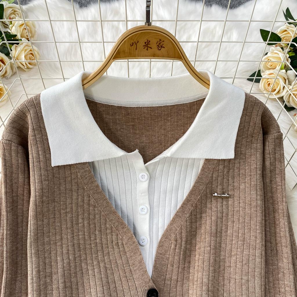 Autumn Winter Women Casual Knitted Sweater Two Piece Set Polo Collar Single Breasted Cardigans Tops and Long Maxi Skirt Suit