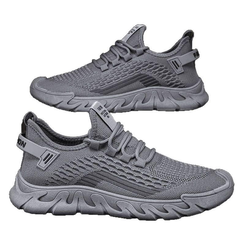 Men's Shoes Summer Fly-woven Mesh Shoes Fashionable Breathable Sports Shoes Soft Sole Lightweight Student Running Shoes