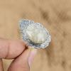 Natural Plume Agate Gemstone Promise Adjustable Ring 925 Silver For Girls