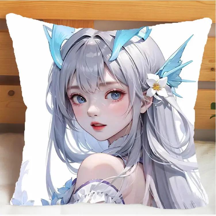 Arena of Valor Honor of Kings Xi Shi Подушка и наволочка Чехол для подушки-подушки Двусторонняя печать Плюшевые декоративные подушки 40x40см