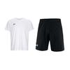 Training Running Striped Short Sleeve Versatile Simple Shorts 2 Piece Fitness Set Men Sets 25500519-100+22500214-001